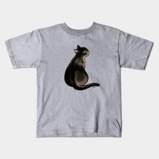 Long tail black cat lady Kids T-Shirt